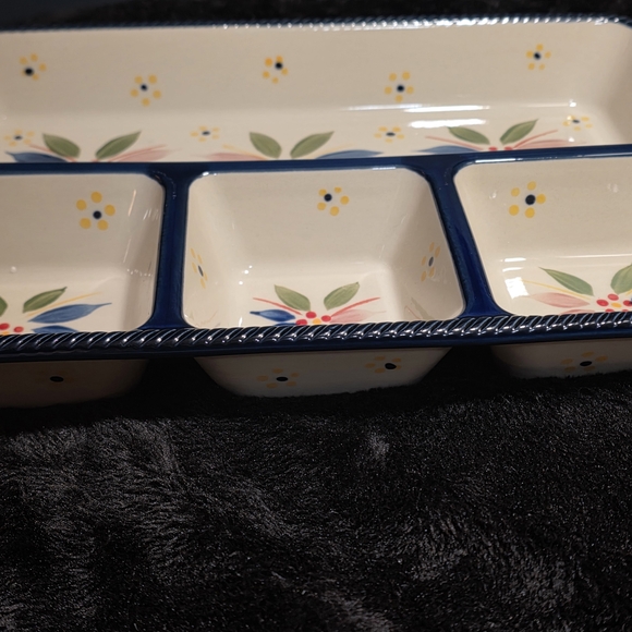 Temp-tations Old World Compartent Serving Dish Blue Confetti - Picture 2 of 5